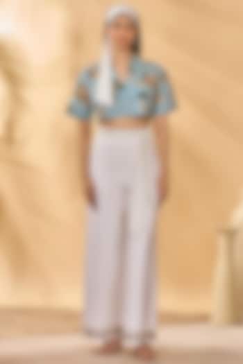 Ivory Cotton Linen Trousers by Masaba at Pernia's Pop Up Shop