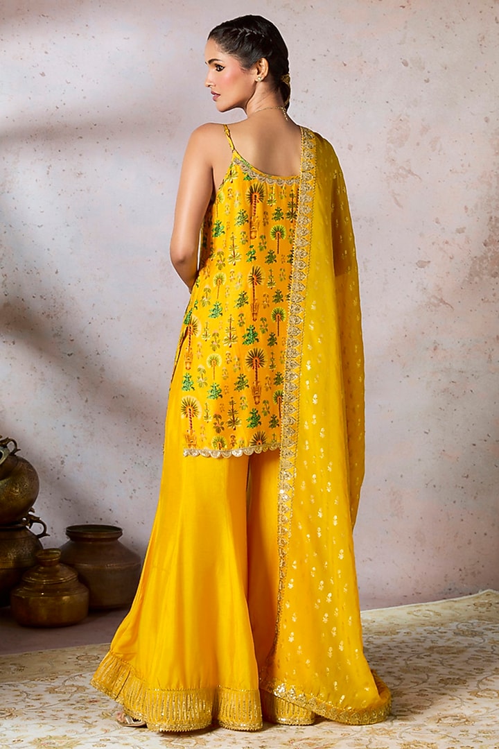 Yellow Raw Silk Embellished Wedding Sharara Set by Masaba at Pernia's Pop Up Shop