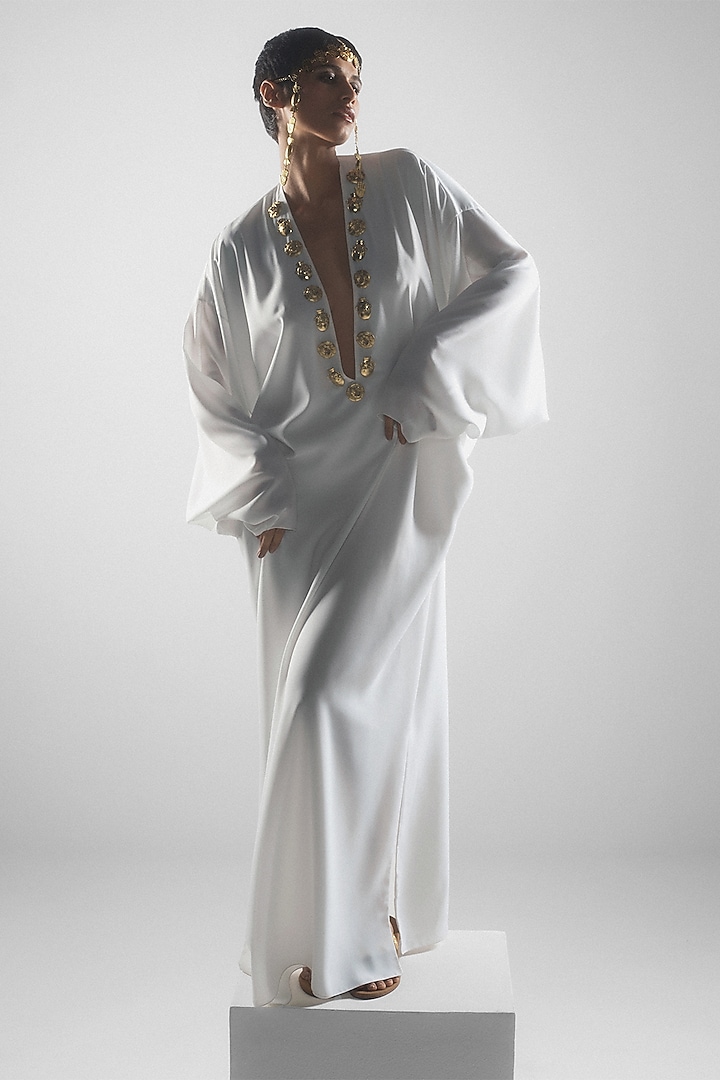 White Georgette Kaftan by Masaba at Pernia's Pop Up Shop
