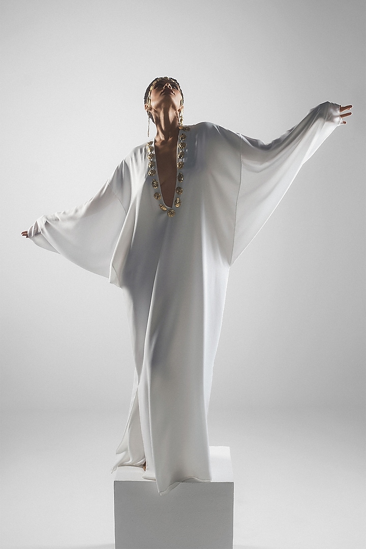 White Georgette Kaftan by Masaba at Pernia's Pop Up Shop