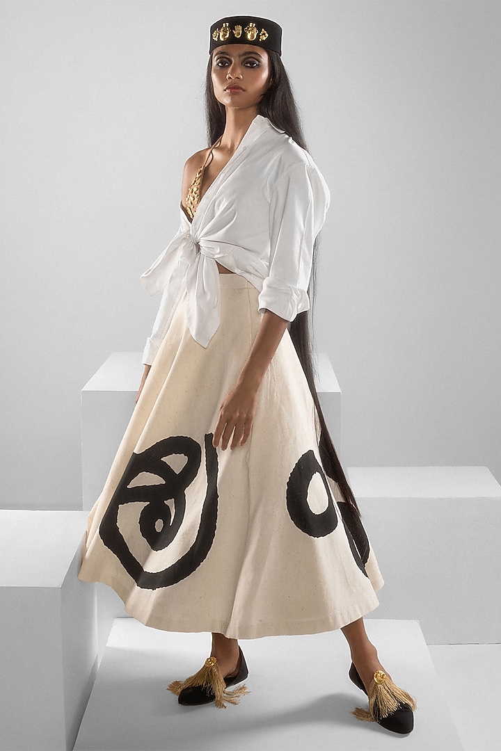 White Cotton Embellished Shirt by Masaba at Pernia's Pop Up Shop