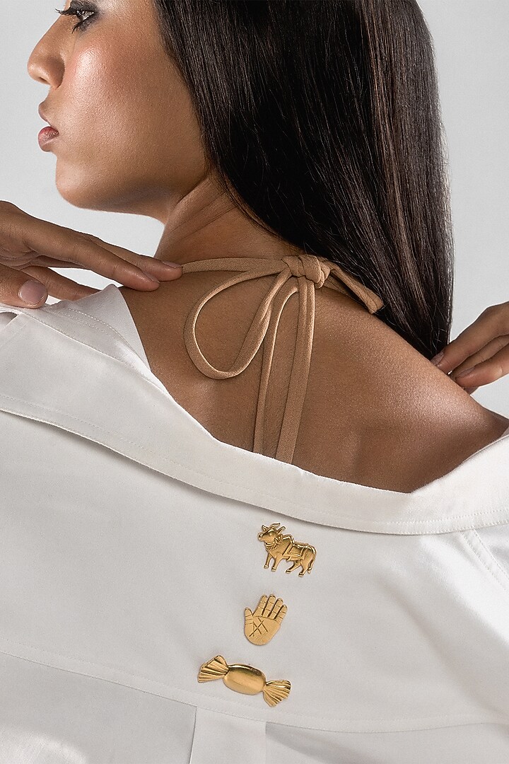 White Cotton Embellished Shirt by Masaba at Pernia's Pop Up Shop