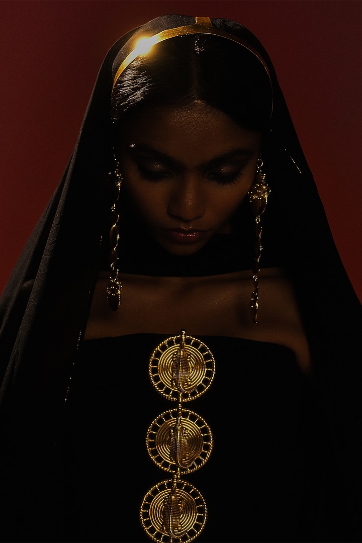 Black Heavy Crepe Skirt Set by Masaba at Pernia's Pop Up Shop