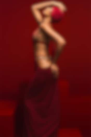 Crimson Heavy Crepe Party Wear Dress by Masaba at Pernia's Pop Up Shop