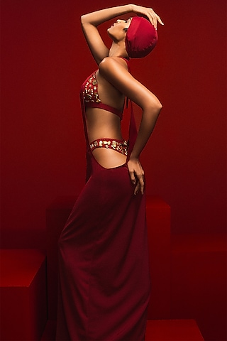 Crimson Heavy Crepe Dress by Masaba