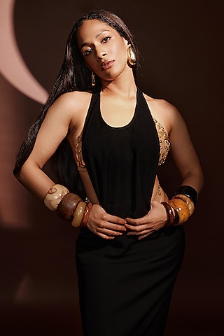 Black Heavy Crepe Dress by Masaba