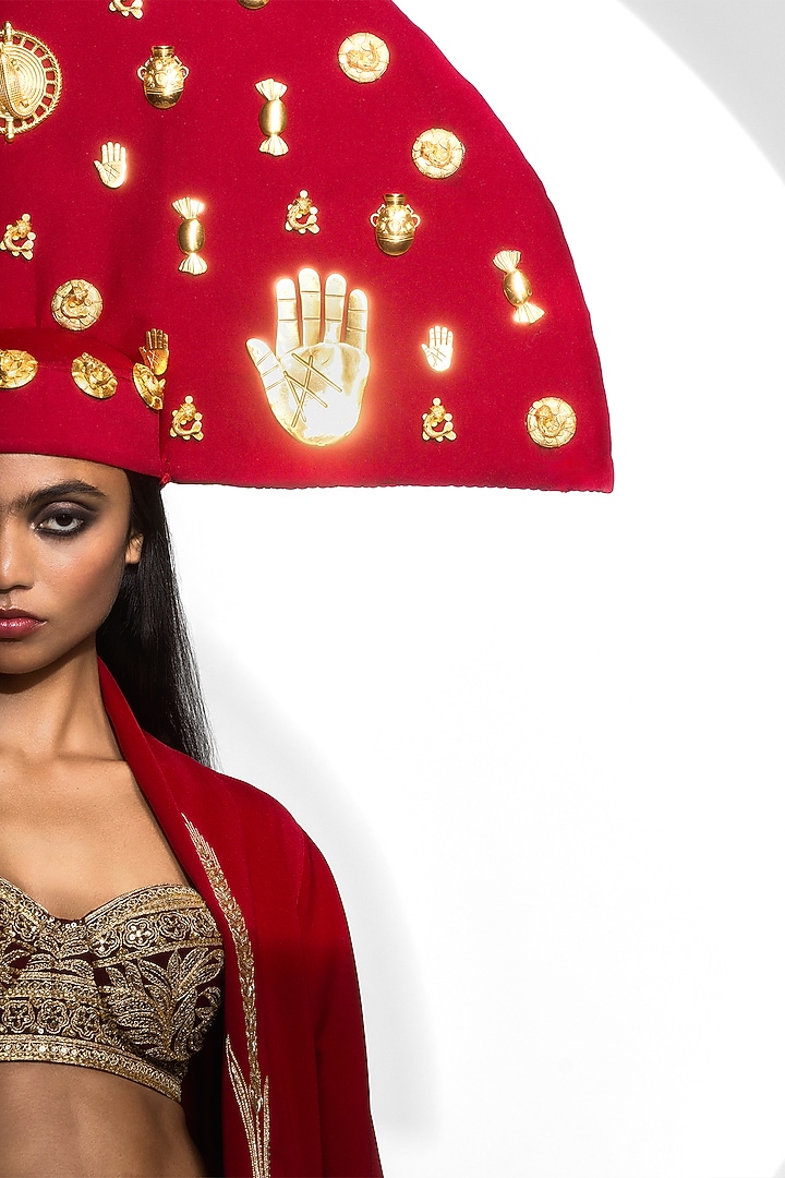 Crimson Heavy Crepe Embroidered Jacket Set by Masaba at Pernia's Pop Up Shop