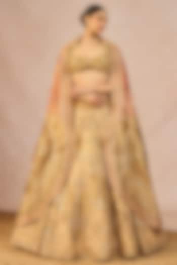 Gold Shaded Tissue Kashmiri Kali Motif Embroidered Bridal Lehenga Set by Masaba at Pernia's Pop Up Shop