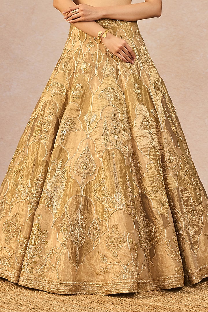 Gold Shaded Tissue Kashmiri Kali Motif Embroidered Bridal Lehenga Set by Masaba at Pernia's Pop Up Shop