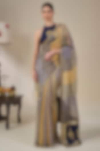 Multi-Colored Striped Tissue Silk Wedding Saree Set by Masaba at Pernia's Pop Up Shop
