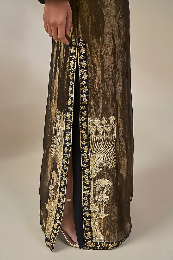 Black Tissue Silk Foil Printed Kaftan by Masaba at Pernia's Pop Up Shop