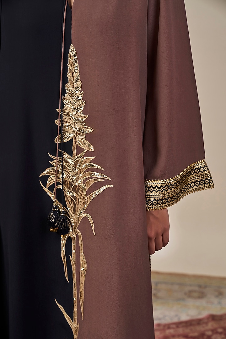 Black & Brown Crepe Silk Half-N-Half Kaftan by Masaba at Pernia's Pop Up Shop