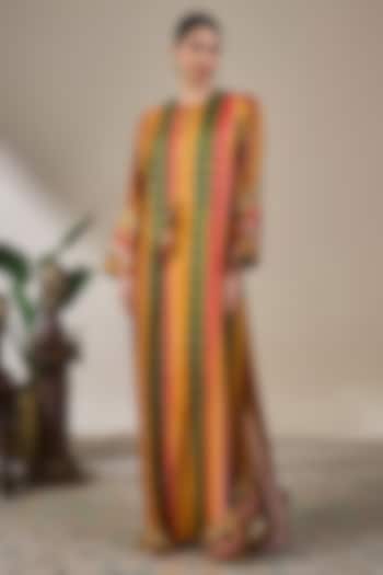 Multi-Colored Viscose Slub Stripe Printed Kaftan by Masaba at Pernia's Pop Up Shop