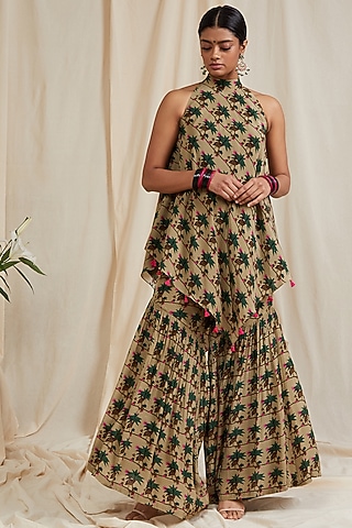 Tan Printed Gharara Set by Masaba