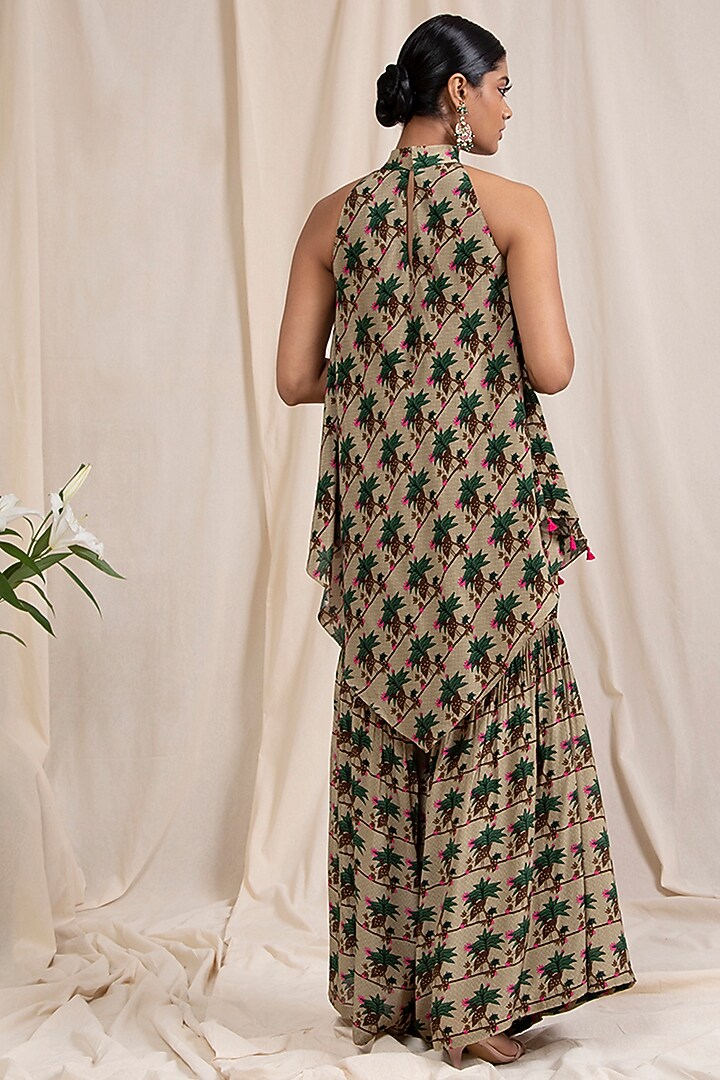 Tan Printed Gharara Set by Masaba at Pernia's Pop Up Shop
