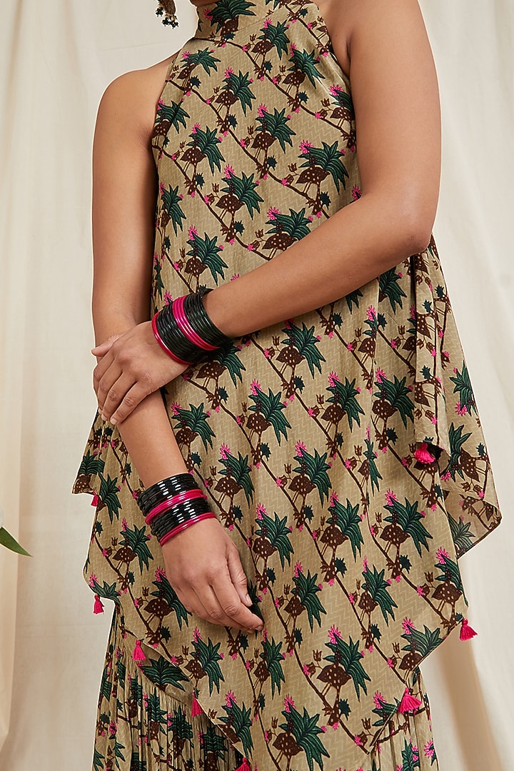 Tan Printed Gharara Set by Masaba at Pernia's Pop Up Shop