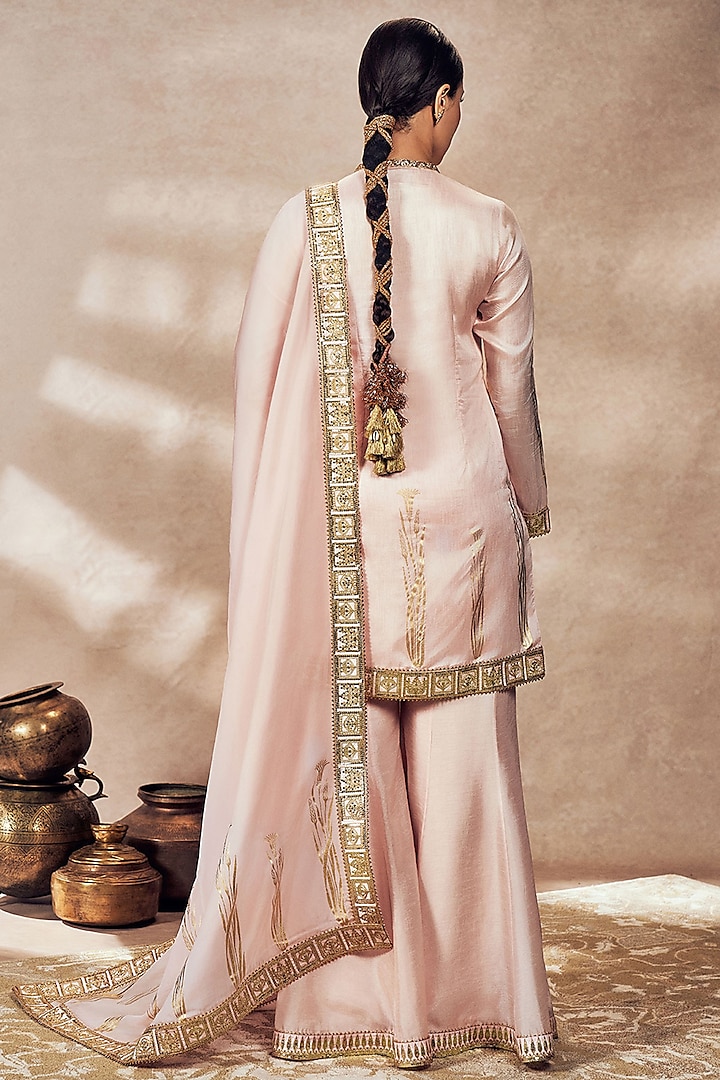 Baby Pink Raw Silk Embellished Wedding Sharara Set by Masaba at Pernia's Pop Up Shop