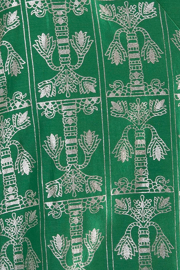 Emerald Green Printed Angrakha Kurta by Masaba at Pernia's Pop Up Shop