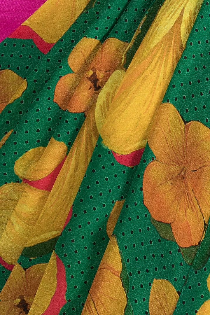 Emerald Green Digital Printed Party Wear Saree by Masaba at Pernia's Pop Up Shop