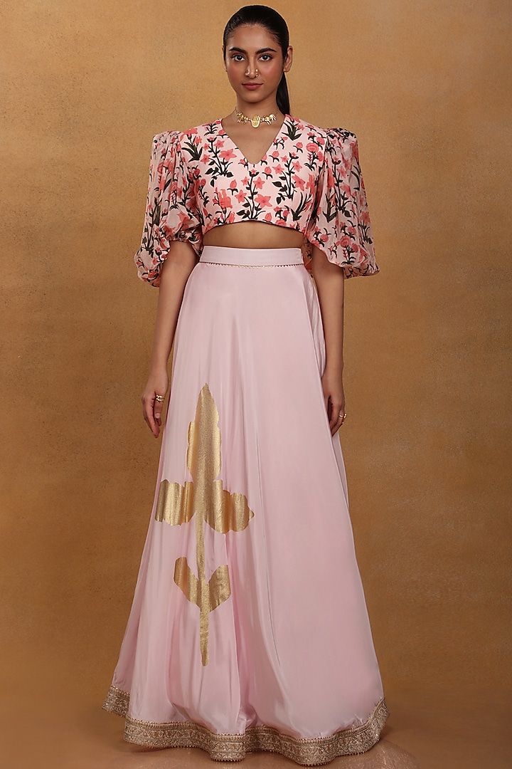 Baby Pink Embroidered Skirt Set by Masaba