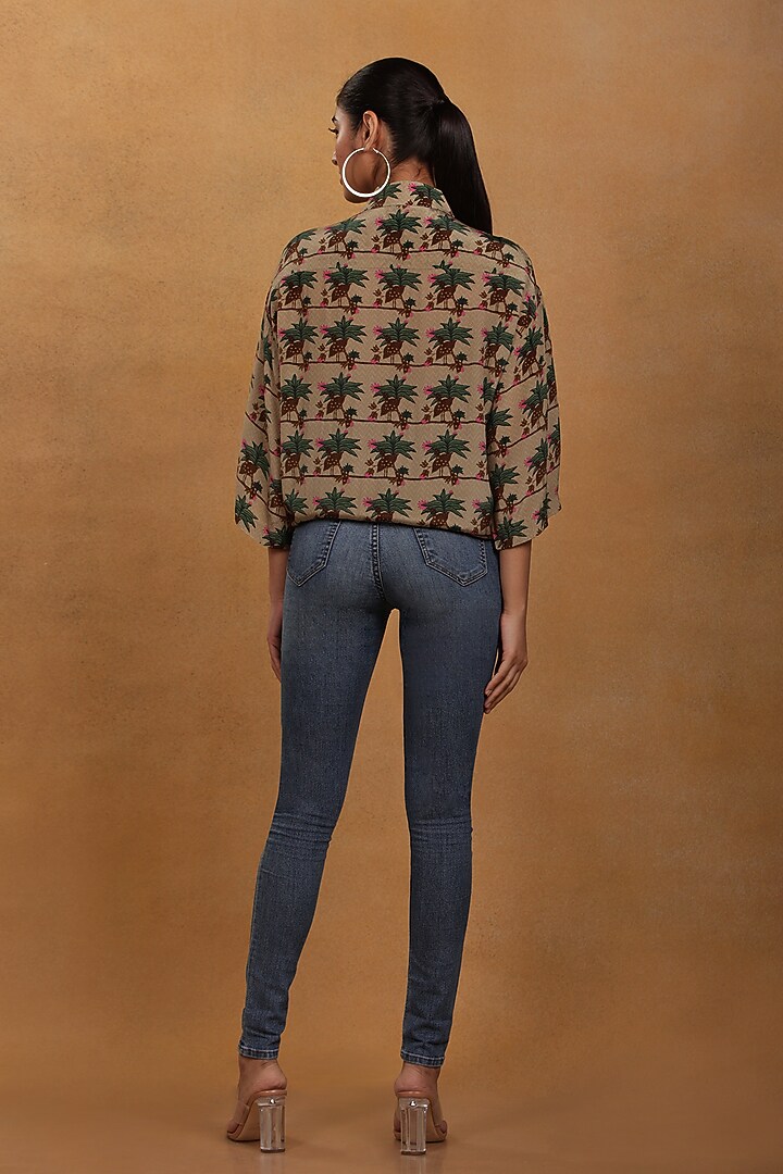 Tan Printed Shirt by Masaba at Pernia's Pop Up Shop