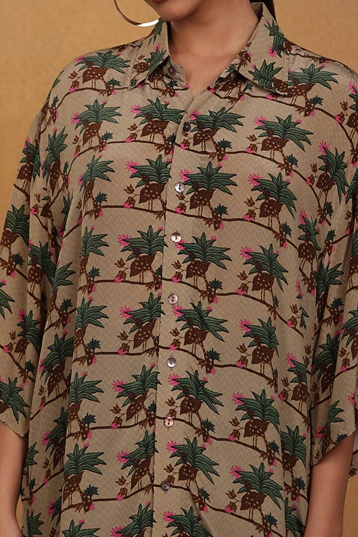 Tan Printed Shirt by Masaba at Pernia's Pop Up Shop