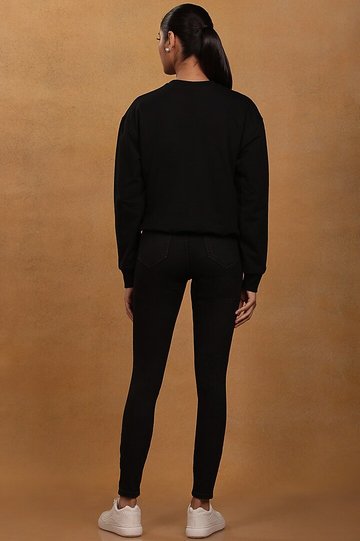 Black Printed Sweatshirt  by Masaba at Pernia's Pop Up Shop