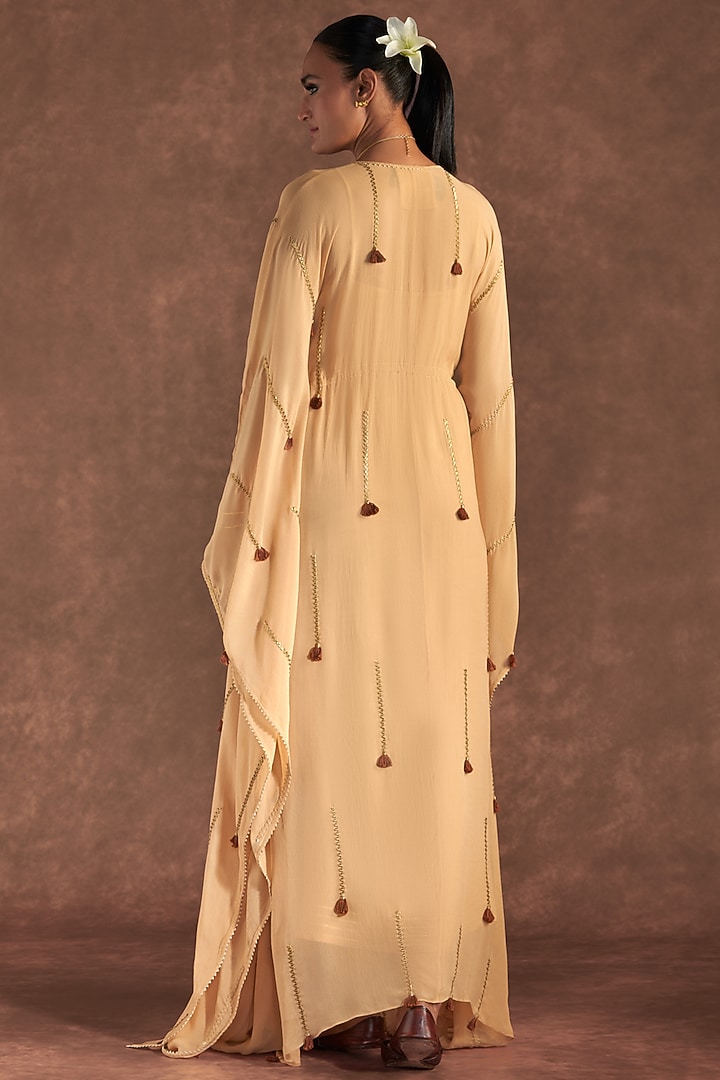 Oatmeal Georgette Embroidered Kaftan by Masaba at Pernia's Pop Up Shop