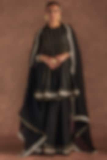 Black Raw Silk Wedding Sharara Set by Masaba at Pernia's Pop Up Shop