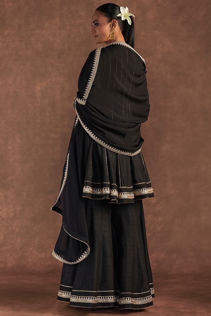 Black Raw Silk Wedding Sharara Set by Masaba at Pernia's Pop Up Shop