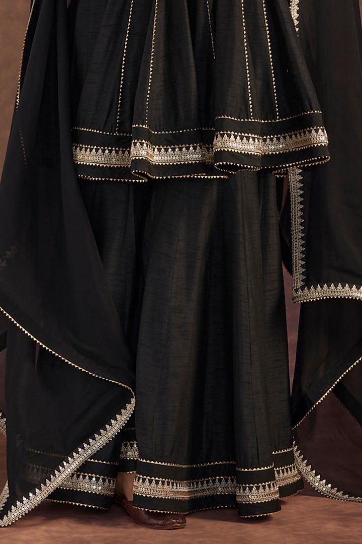 Black Raw Silk Wedding Sharara Set by Masaba at Pernia's Pop Up Shop