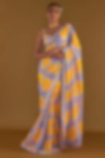 Lilac Georgette Digital Printed Saree Set by Masaba at Pernia's Pop Up Shop