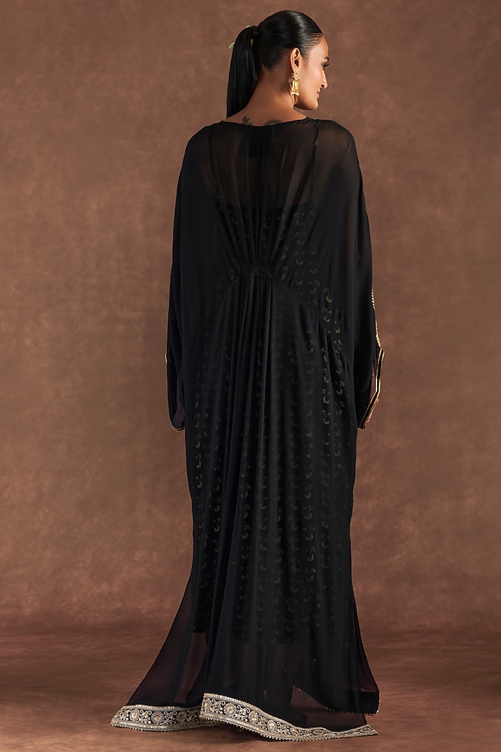 Black Georgette Embroidered Kaftan by Masaba at Pernia's Pop Up Shop