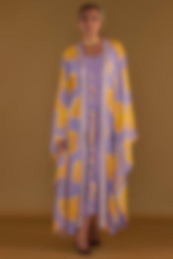 Lilac Georgette Digital Printed Cover-Up Kaftan by Masaba at Pernia's Pop Up Shop