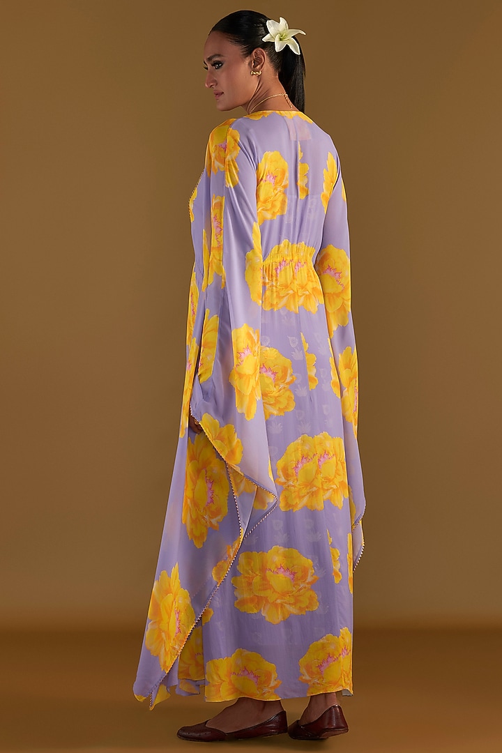 Lilac Georgette Digital Printed Cover-Up Kaftan by Masaba at Pernia's Pop Up Shop