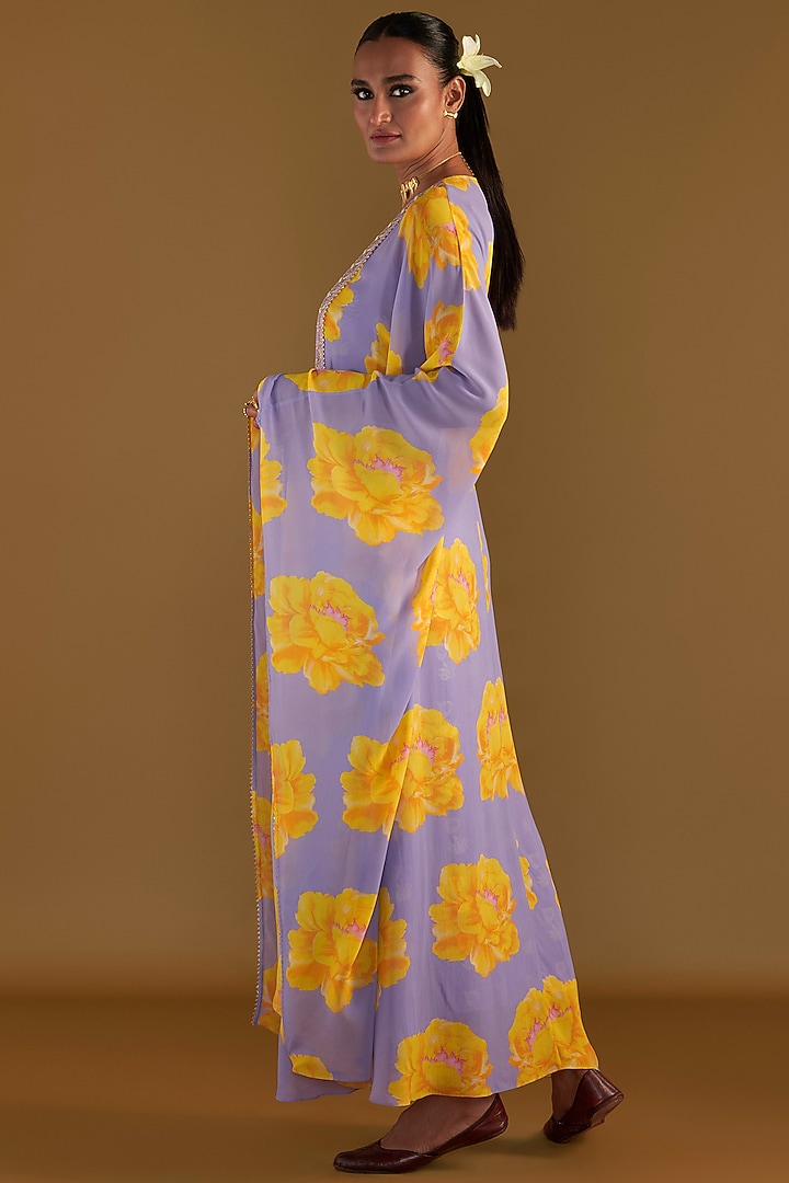 Lilac Georgette Digital Printed Cover-Up Kaftan by Masaba at Pernia's Pop Up Shop