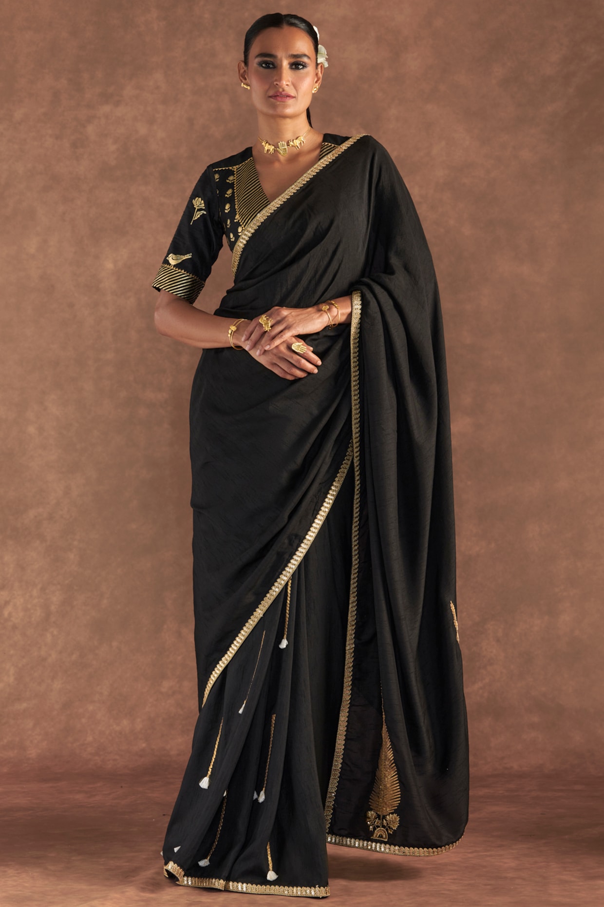 Buy Jassy & Co Women Black Embellished Georgette Bollywood Saree With  Stitched Blouse Piece (Free Size) Online at Best Prices in India - JioMart.