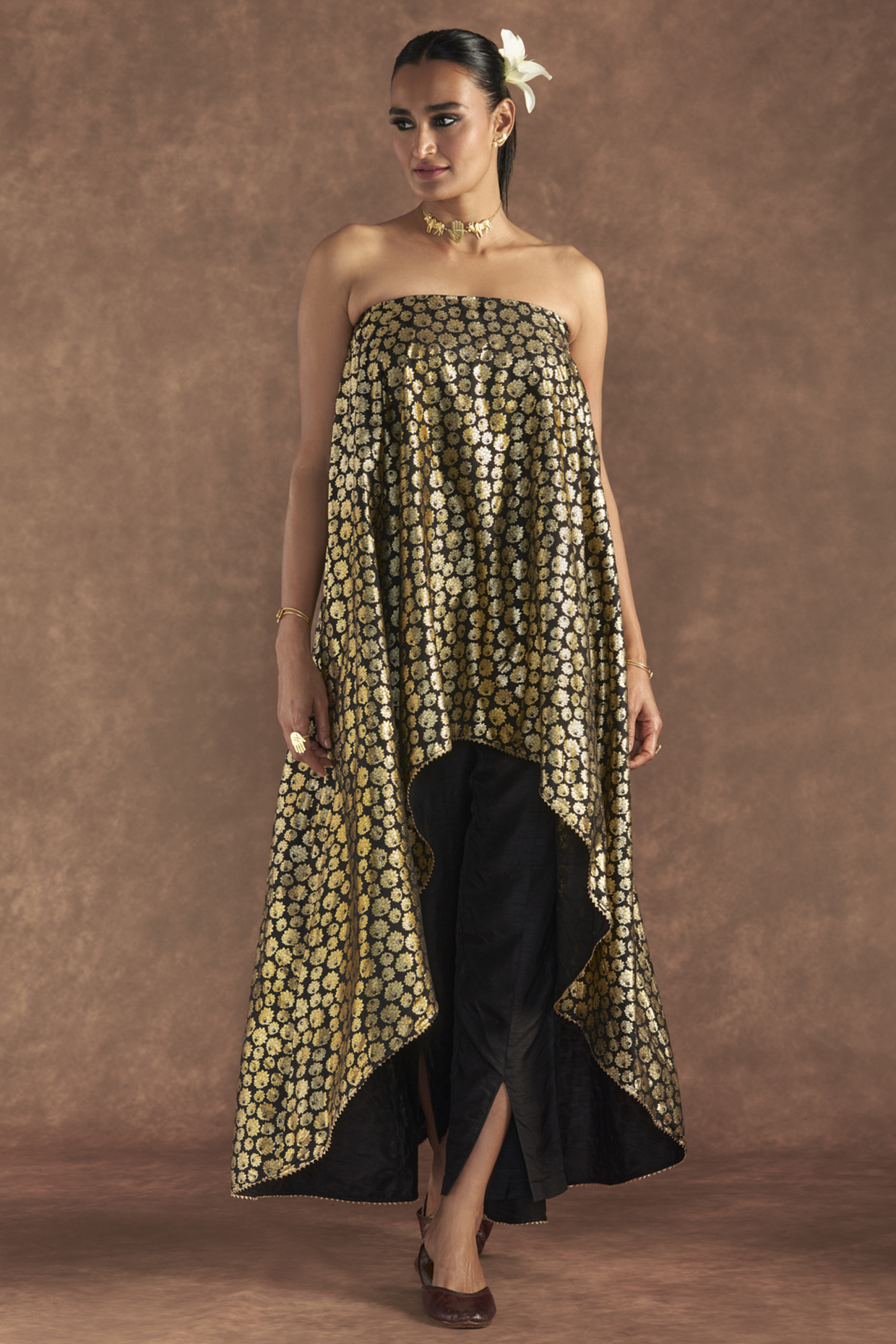 Black Raw Silk Co-Ord Set by Masaba at Pernia's Pop Up Shop