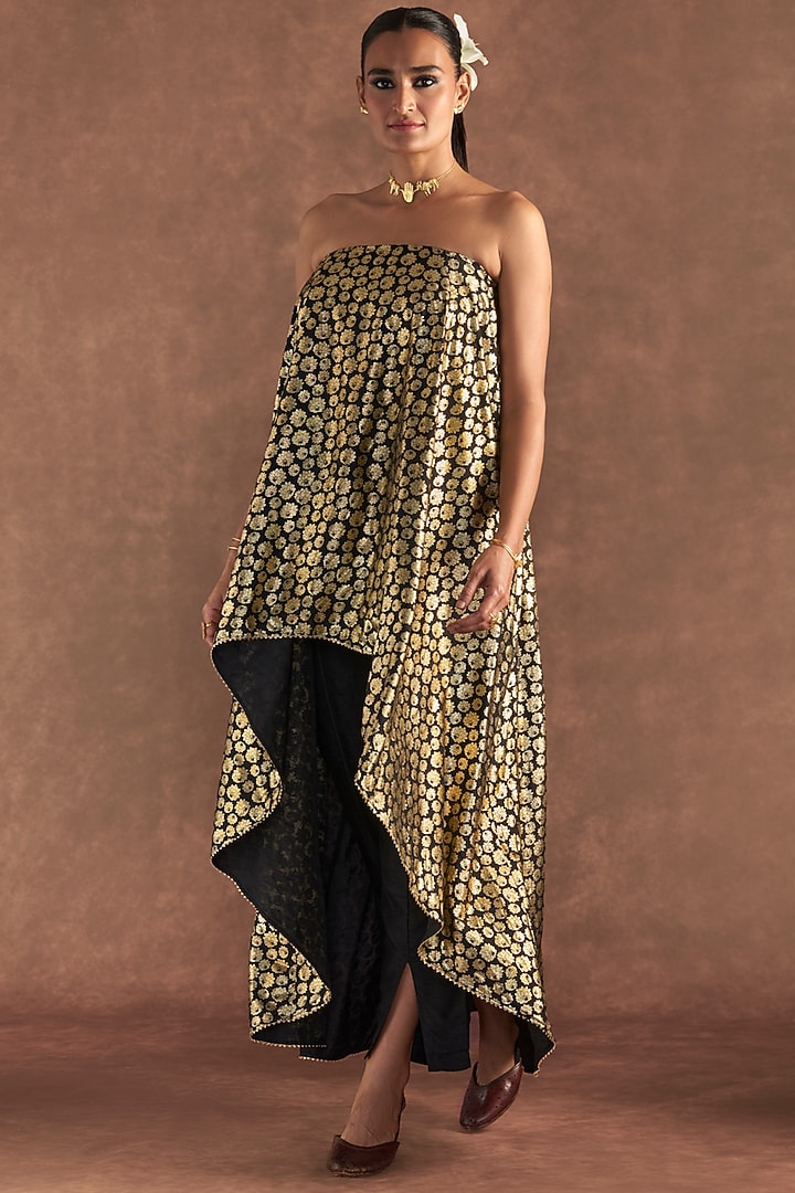 Black Raw Silk Co-Ord Set by Masaba at Pernia's Pop Up Shop