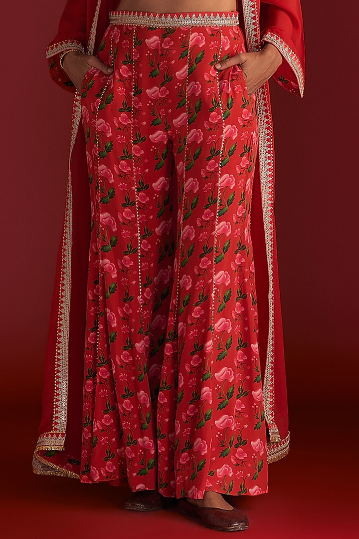 Red Organza Embellished Cape Set by Masaba at Pernia's Pop Up Shop