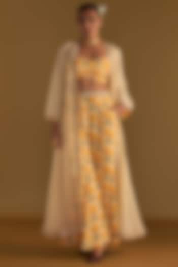 Vanilla Organza Embellished Cape Set by Masaba at Pernia's Pop Up Shop