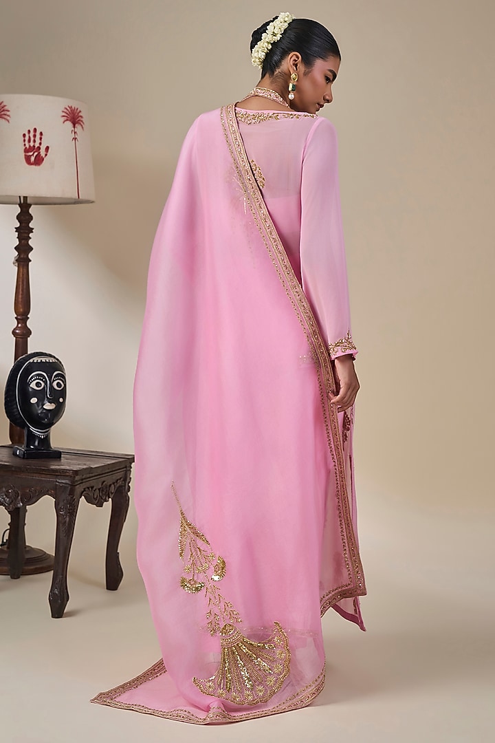 Pink Georgette Phool Bagh Motif Kurta Set by Masaba at Pernia's Pop Up Shop
