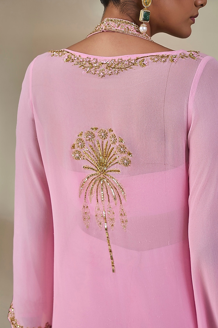 Pink Georgette Phool Bagh Motif Kurta Set by Masaba at Pernia's Pop Up Shop