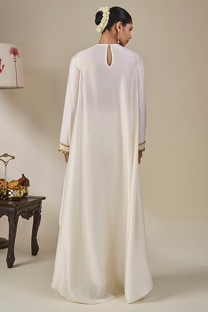Ivory Viscose Slub Sequins Embroidered Asymmetrical Kurta Set by Masaba at Pernia's Pop Up Shop