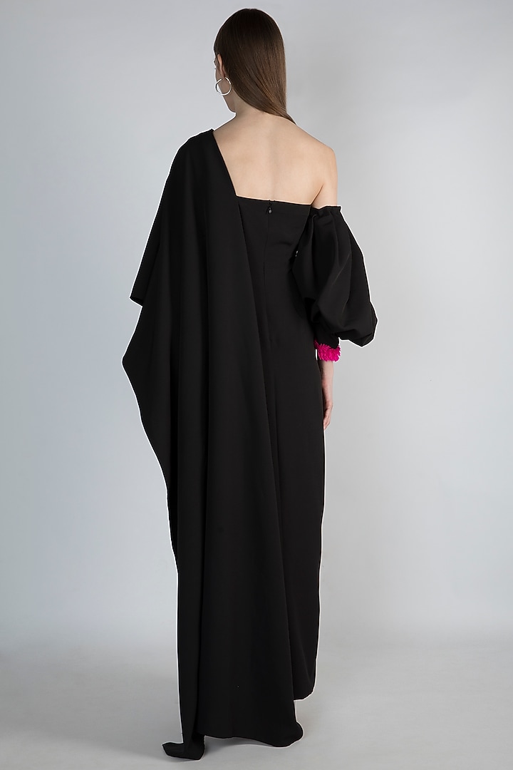 Black Printed Party Wear Gown Saree by Masaba at Pernia's Pop Up Shop