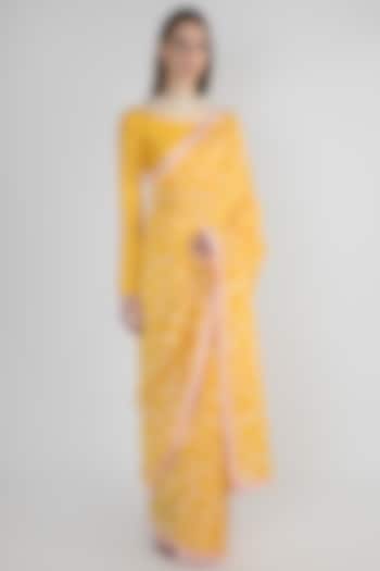 Yellow Embroidered Printed Saree Set by Masaba