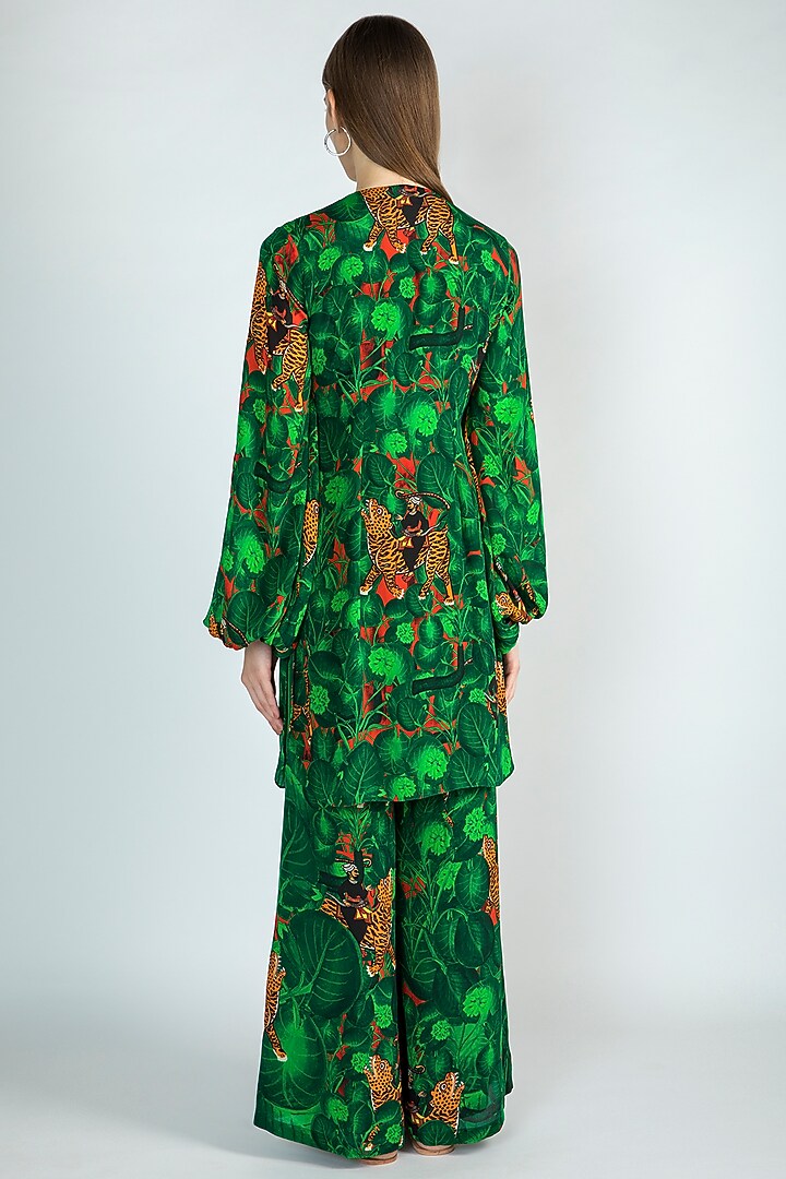 Emerald Green Jungle Printed Tunic With Pants by Masaba at Pernia's Pop Up Shop