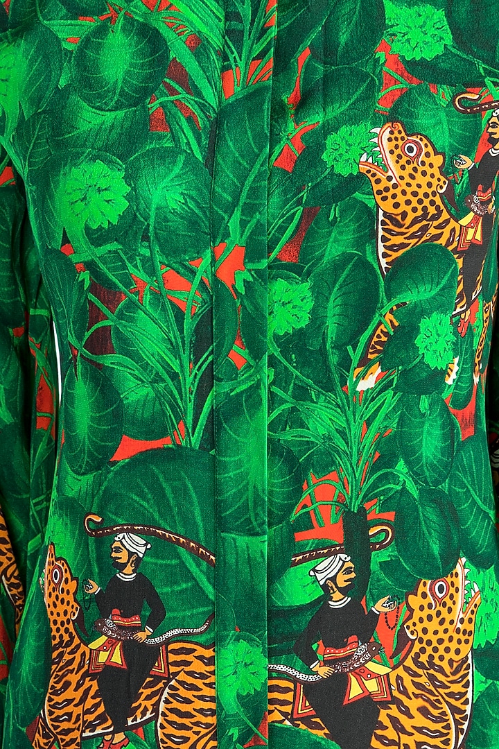 Emerald Green Jungle Printed Tunic With Pants by Masaba at Pernia's Pop Up Shop