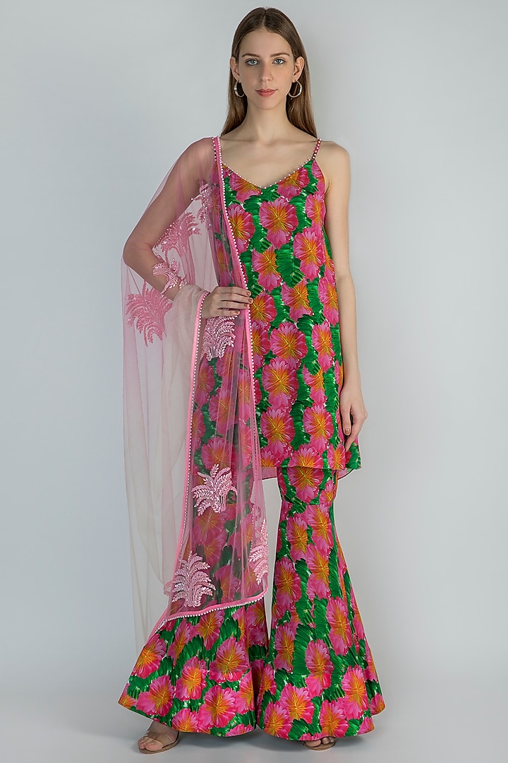 Pink Printed & Embroidered Sharara Set by Masaba