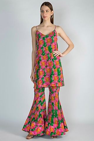 Pink Digital Printed Tunic With Sharara Pants by Masaba